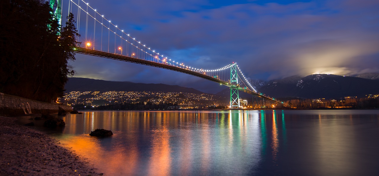 night view of a bridge